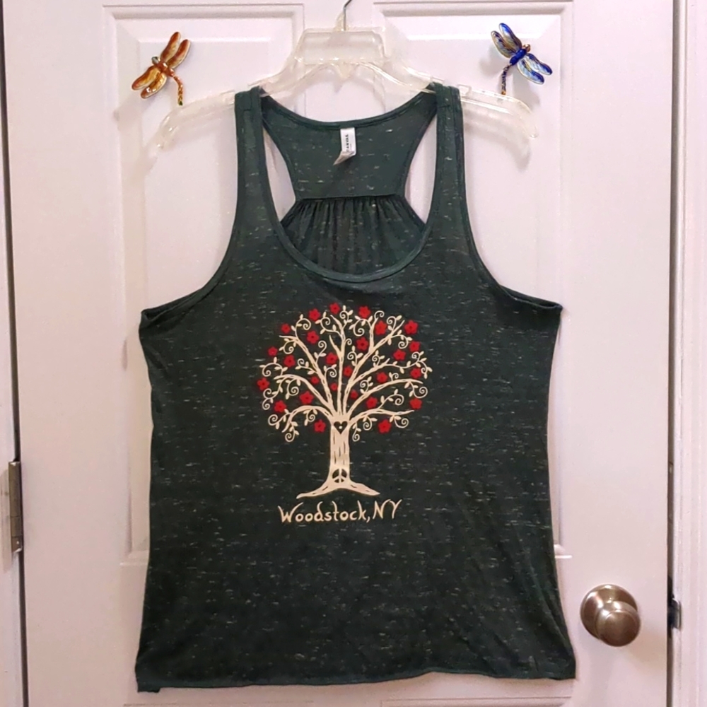 BELLA+CANVAS WOMEN'S XL GREEN WOODSTOCK, NY YOGA SHIRT